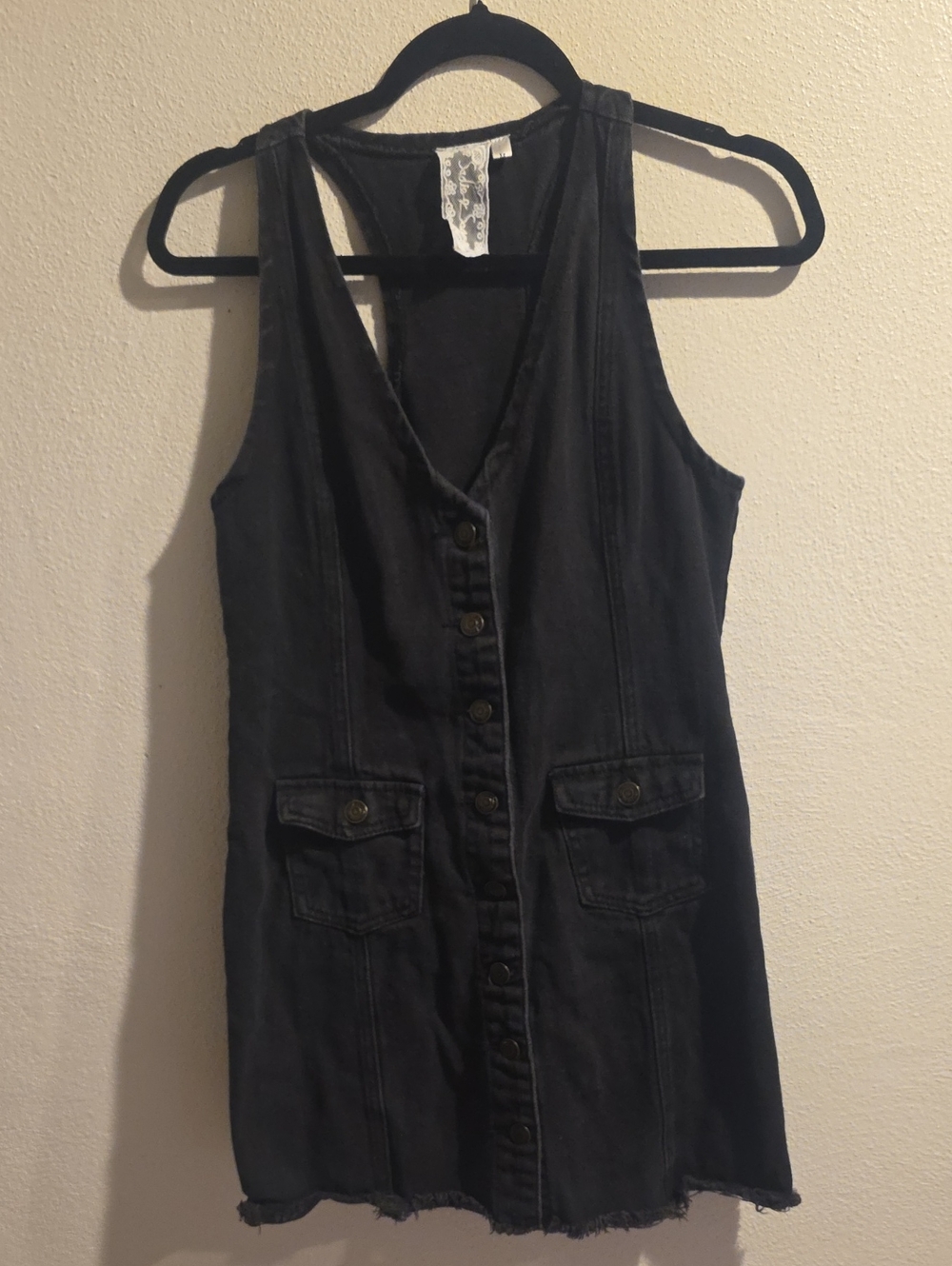Sadie And Sage Button Up Black Denim Dress